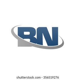 initial BN swoosh ring company logo blue gray