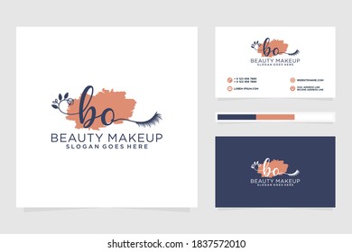 Colecciones iniciales del logotipo femenino de BO y plantilla de tarjeta profesional Premium Vector
