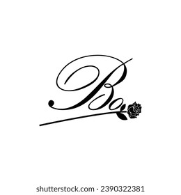 Initial BO handwriting flower typography ornament modern