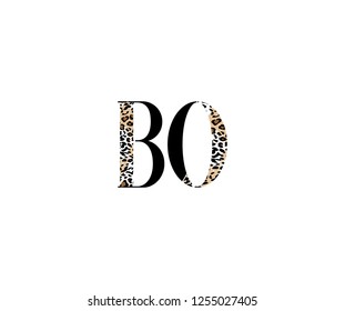 Initial BO Letter with Luxury Leopard Pattern Logotype