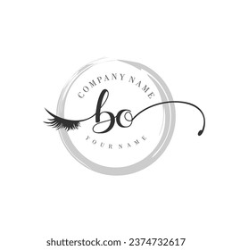 Initial BO monogram eye and eyelash handwriting