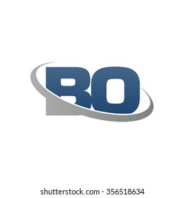 initial BO swoosh ring company logo blue gray