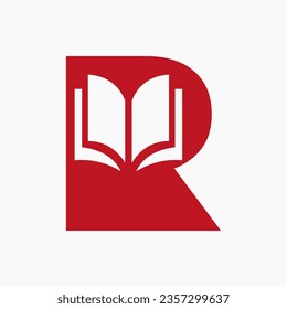 Initial Book Logo on R Alphabet Vector Template