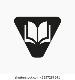 Initial Book Logo on V Alphabet Vector Template