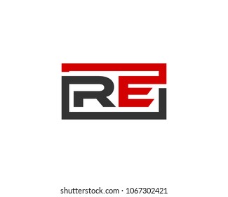 RE initial box letter logo template vector