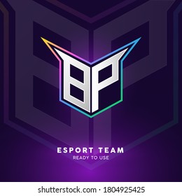 Diseño inicial del logotipo de BP con forma fuerte, logotipo para juegos, deportes, juegos iniciales, comunidad o negocio.