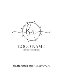 Initial BQ beauty monogram and elegant logo design, handwriting logo of initial signature, wedding, fashion, floral and botanical with creative template.