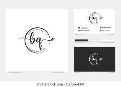Colecciones iniciales del logotipo femenino de barbacoa y plantilla de tarjeta profesional Premium Vector
