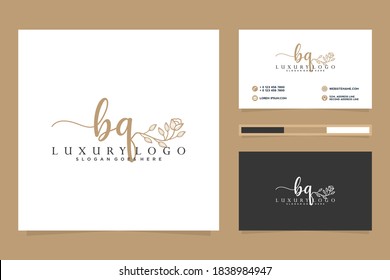 Colecciones iniciales del logotipo femenino de barbacoa y plantilla de tarjeta profesional Premium Vector
