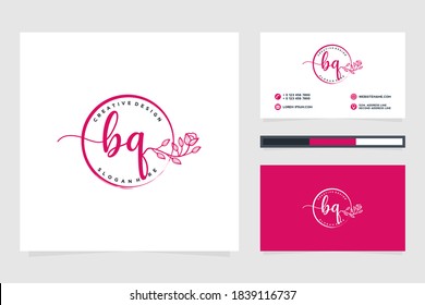 Initial BQ Feminine logo collections and business card template Premium Vector
