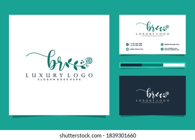 Initial BR Feminine logo collections and business card template Premium Vector
