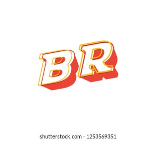 Initial BR Letter Creative 3D Style Logotype