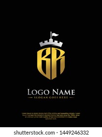 initial BR letter with shield style logo template vector