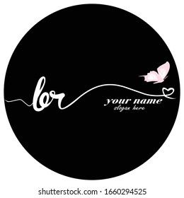 Initial BR logo handwriting vector butterfly illustration	