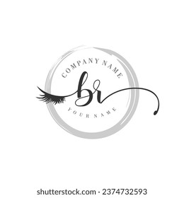 Initial BR monogram eye and eyelash handwriting