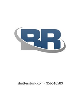 initial BR swoosh ring company logo blue gray