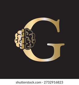 Initial Brain Logo combine with letter G vector template