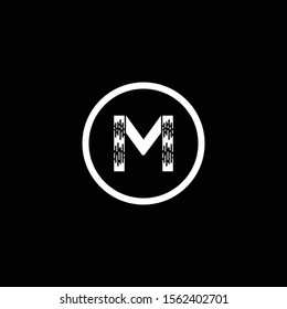 Initial Brush Letter M Modern Alphabet Circle Logo Vector. Brush Letter Logo.