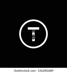 Initial Brush Letter T Modern Alphabet Circle Logo Vector. Brush Letter Logo.