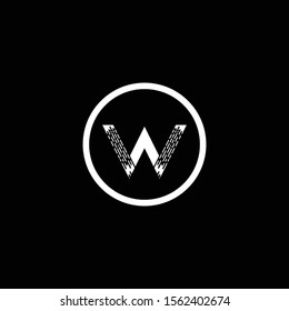 Initial Brush Letter W Modern Alphabet Circle Logo Vector. Brush Letter Logo.
