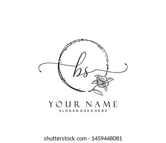 Initial BS beauty monogram and elegant logo design, handwriting logo of initial signature, wedding, fashion, floral and botanical with creative template.