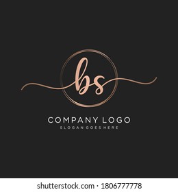 Initial BS beauty monogram and elegant logo design, handwriting logo of initial signature, wedding, fashion, floral and botanical with creative template.