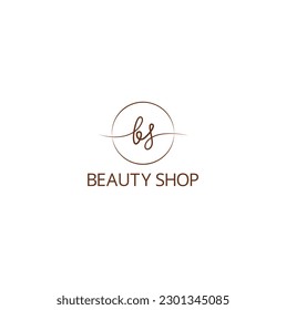 Initial BS beauty monogram and elegant logo design, handwriting logo of initial signature, wedding, fashion, floral and botanical with creative template.