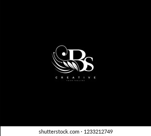 Initial BS letter luxury beauty flourishes ornament monogram logo
