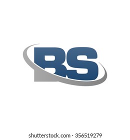 initial BS swoosh ring company logo blue gray