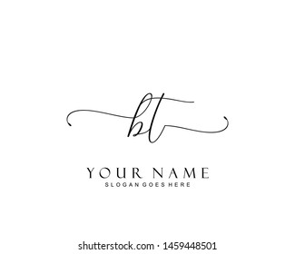 Initial BT beauty monogram and elegant logo design, handwriting logo of initial signature, wedding, fashion, floral and botanical with creative template.