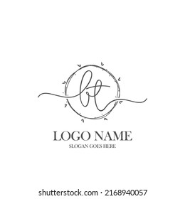 Initial BT beauty monogram and elegant logo design, handwriting logo of initial signature, wedding, fashion, floral and botanical with creative template.