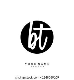 Initial BT handwriting logo vector