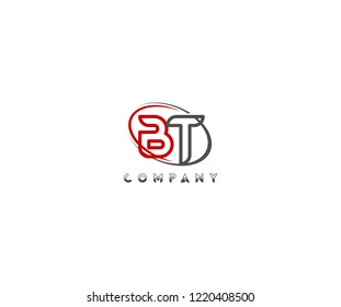 initial BT letter swoosh ring corporate red gray logo