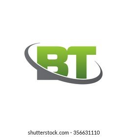 initial BT swoosh ring company logo green gray