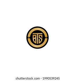 initial BTS in gold circle  svg