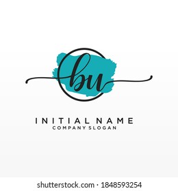 Initial BU beauty monogram and elegant logo design, handwriting logo of initial signature, wedding, fashion, floral and botanical with creative template.