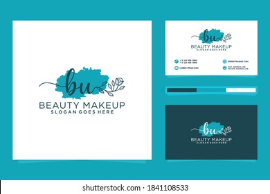 Colecciones iniciales del logotipo femenino de BU y plantilla de tarjeta profesional Premium Vector
