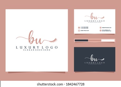 Colecciones iniciales del logotipo femenino de BU y plantilla de tarjeta profesional Premium Vector
