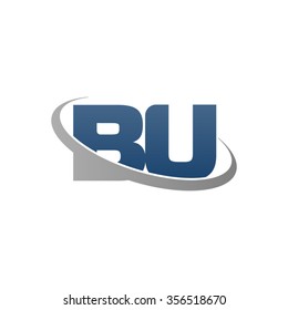 initial BU swoosh ring company logo blue gray