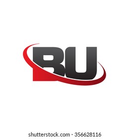 initial BU swoosh ring company logo red black