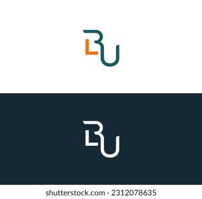 Diseño inicial de plantillas vectoriales de BU, UB, BLU, LUB, ULB Letter. Letra vinculada BU, diseño de logotipo UB.