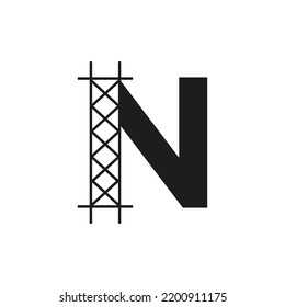 Initial Building Construction Logo On Letter N Alphabet Concept With Architecture Structure Symbol