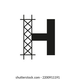 Initial Building Construction Logo On Letter H Alphabet Concept With Architecture Structure Symbol