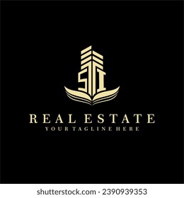 Initial building real estate logo design