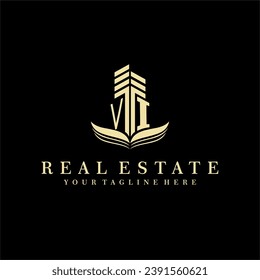 Initial building real estate logo design