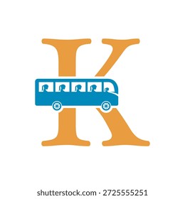Initial Bus Reisen Logo kombinieren mit Buchstabe K Vektor Vorlage