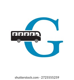 Logo Inicial Del Viaje En Autobús Combinado Con La Letra G Plantilla De Vector