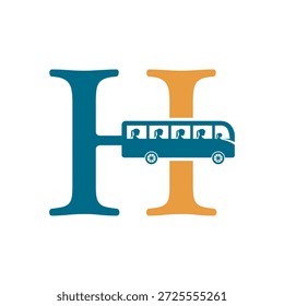 Logo Inicial Del Viaje En Autobús Combinado Con La Letra H Plantilla De Vector