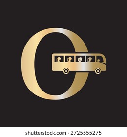 Logo Inicial Del Viaje En Autobús Combinado Con La Letra O Plantilla De Vector