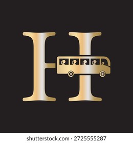Logo Inicial Del Viaje En Autobús Combinado Con La Letra H Plantilla De Vector